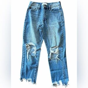KanCan Distressed Raw Hem Boyfriend Jeans Sz 25 EUC